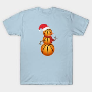 Basketball Snowman Christmas T-Shirt